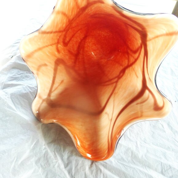 GLS1 - MARANO GLASS VASE Art Glass Hand Blown Vase Hand Blown Glass Creamy Swirl - Picture 4 of 6